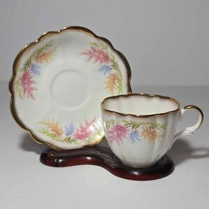 Kent Teacup and Saucer Pink Blue Orange Flowers Vintage